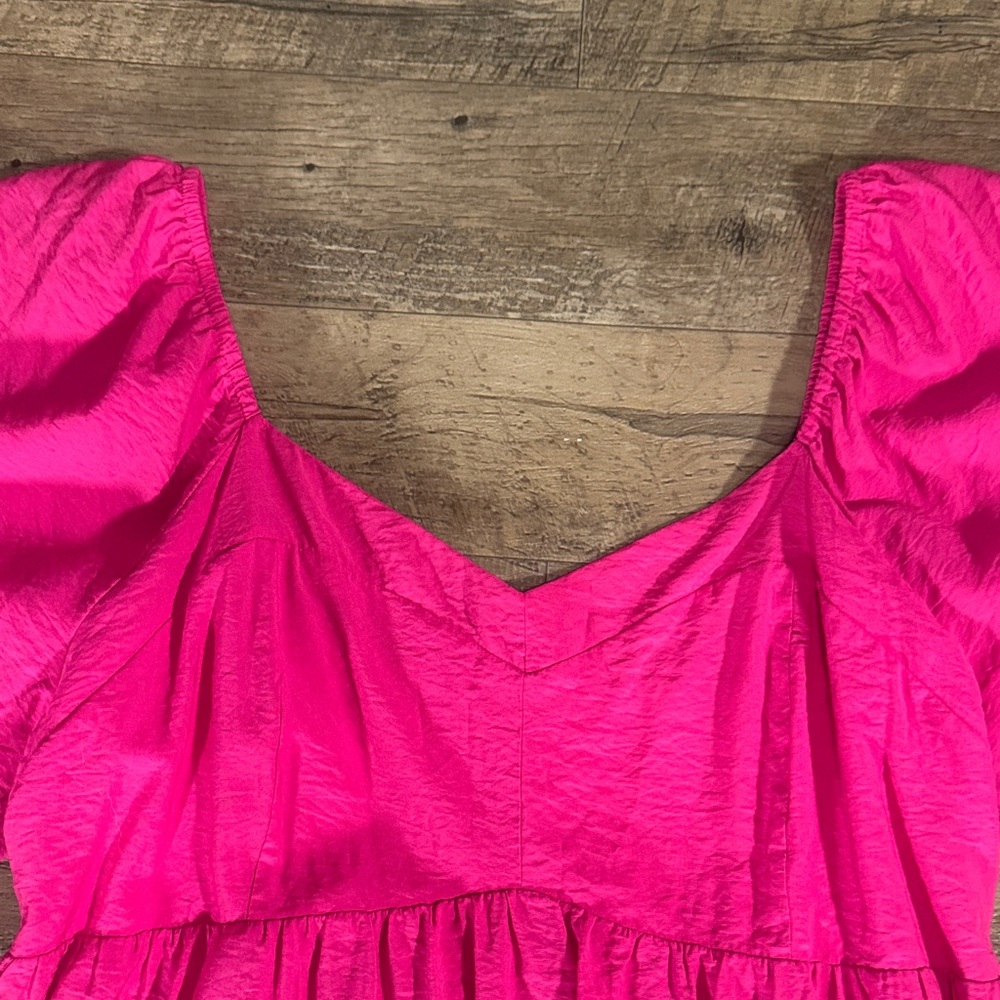 Nine West Pink Puff Sleeve Casual Dress - Size XL - Picture 4 of 12